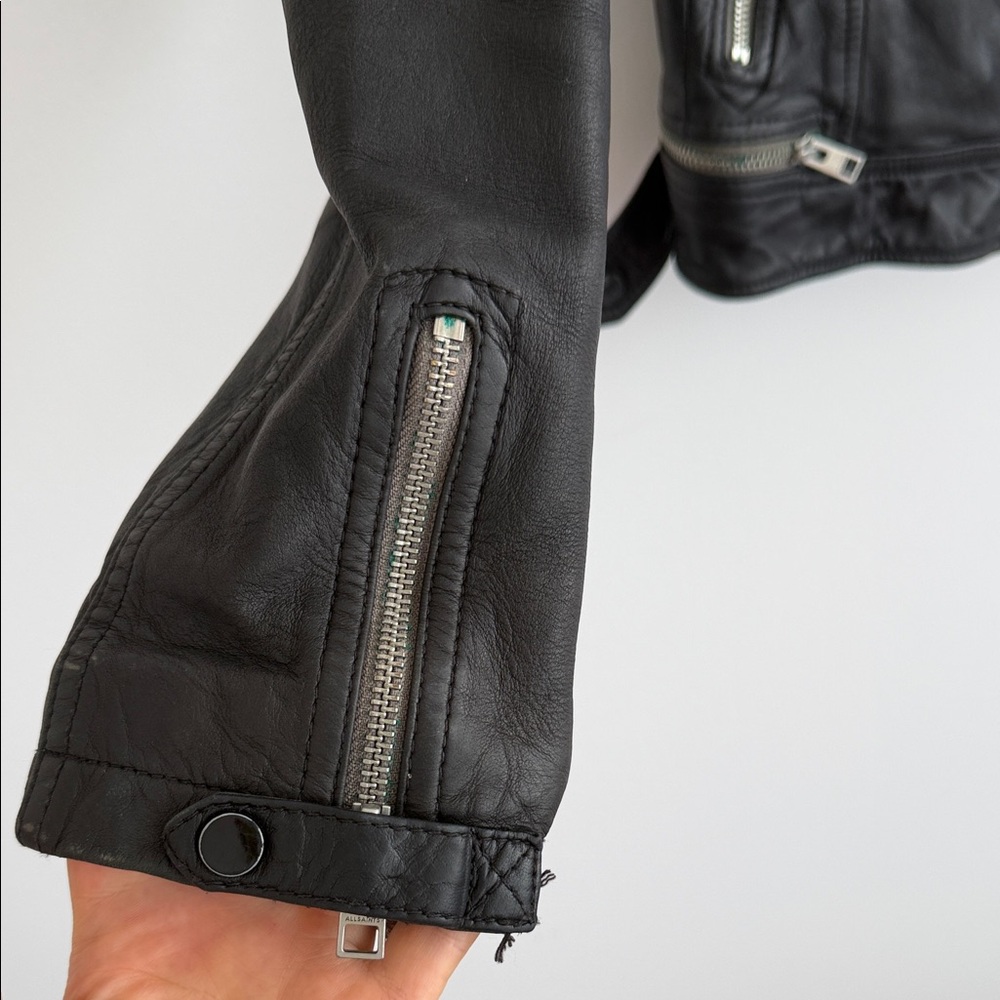 All Saints Black Leather Biker Jacket - Picture 4 of 7
